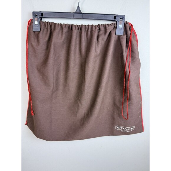COACH Vintage Dust Bag Protective Bag Cover Brown Storage Red Edge Drawstring - Picture 2 of 6
